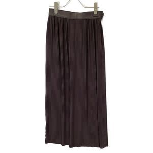 Hermes 21AW Brown Leather Belt Pleated Long Skirt 34